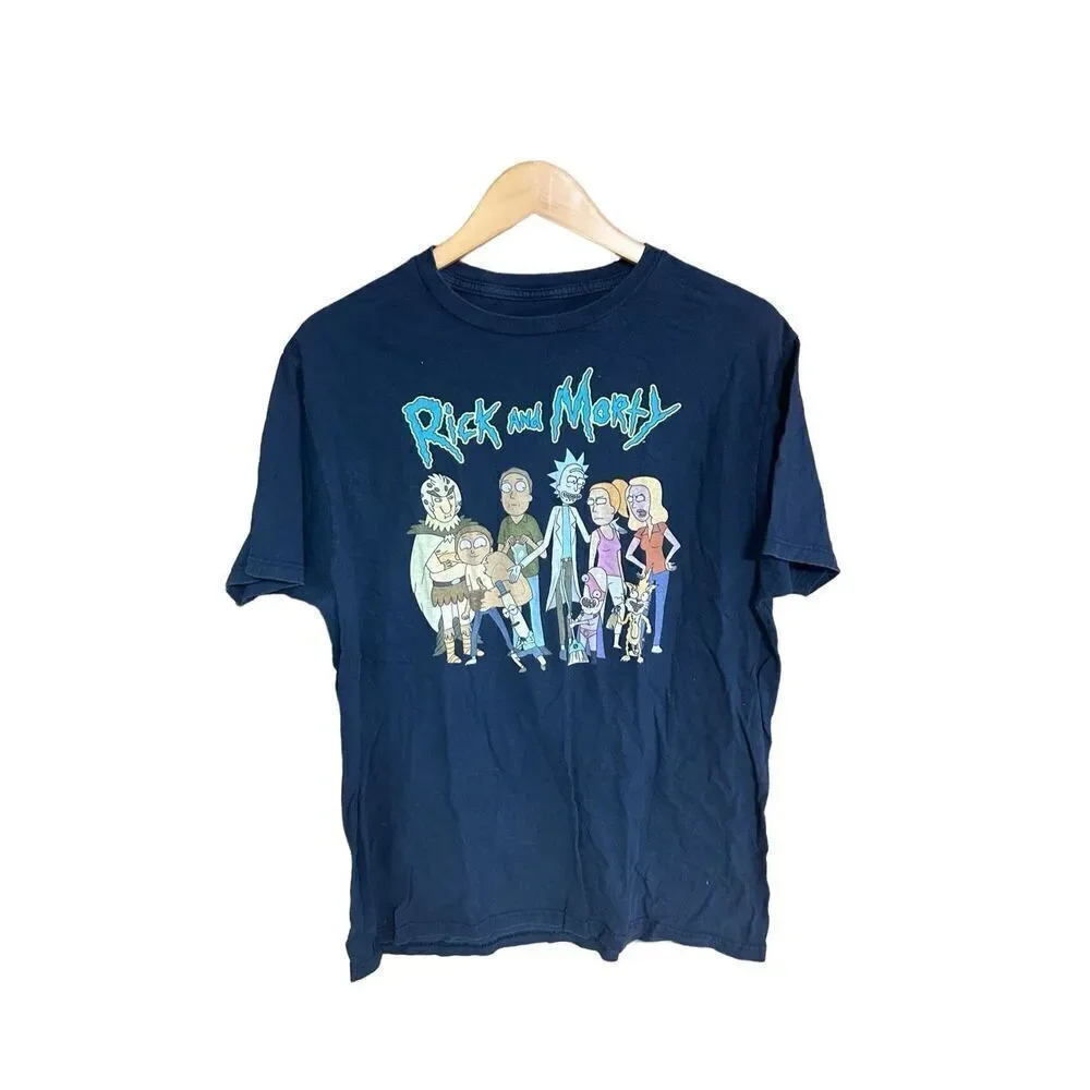 Rick and Morty Adult Swim Large (L) Navy T-Shirt